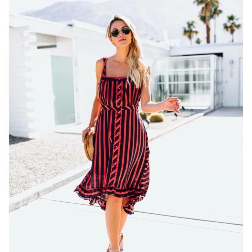 Navy/Red striped dress